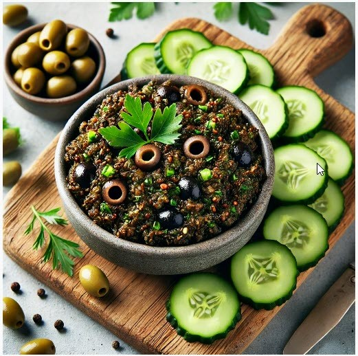 Olive Tapenade with Cucumber Slices