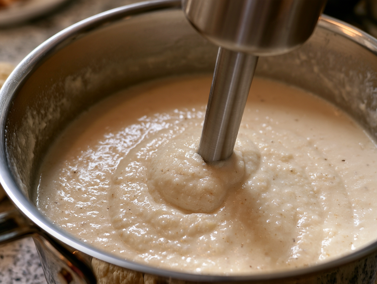 Pureeing Cauliflower and Parmesan Soup