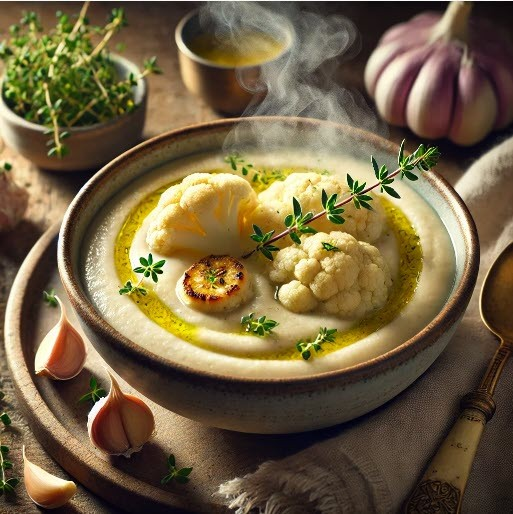 Roasted Garlic and Cauliflower Soup
