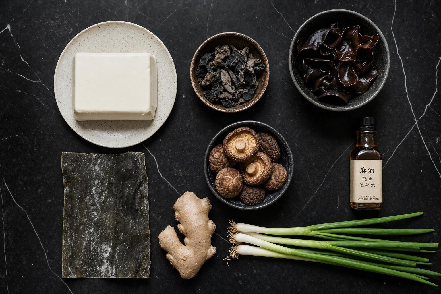 Silken Tofu Mushroom Broth ingredients