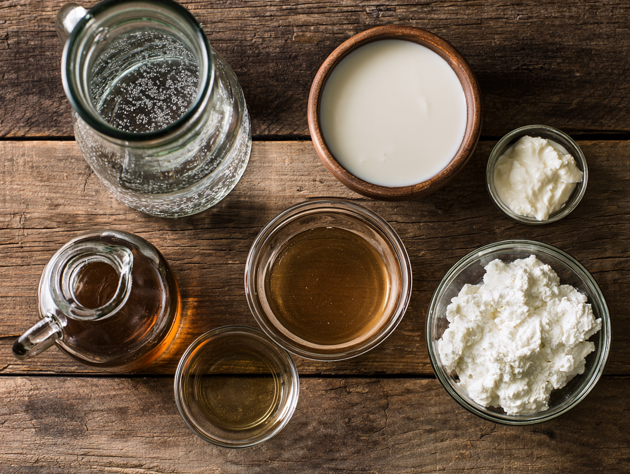 Sugar-Free Italian Cream Soda ingredients flat lay