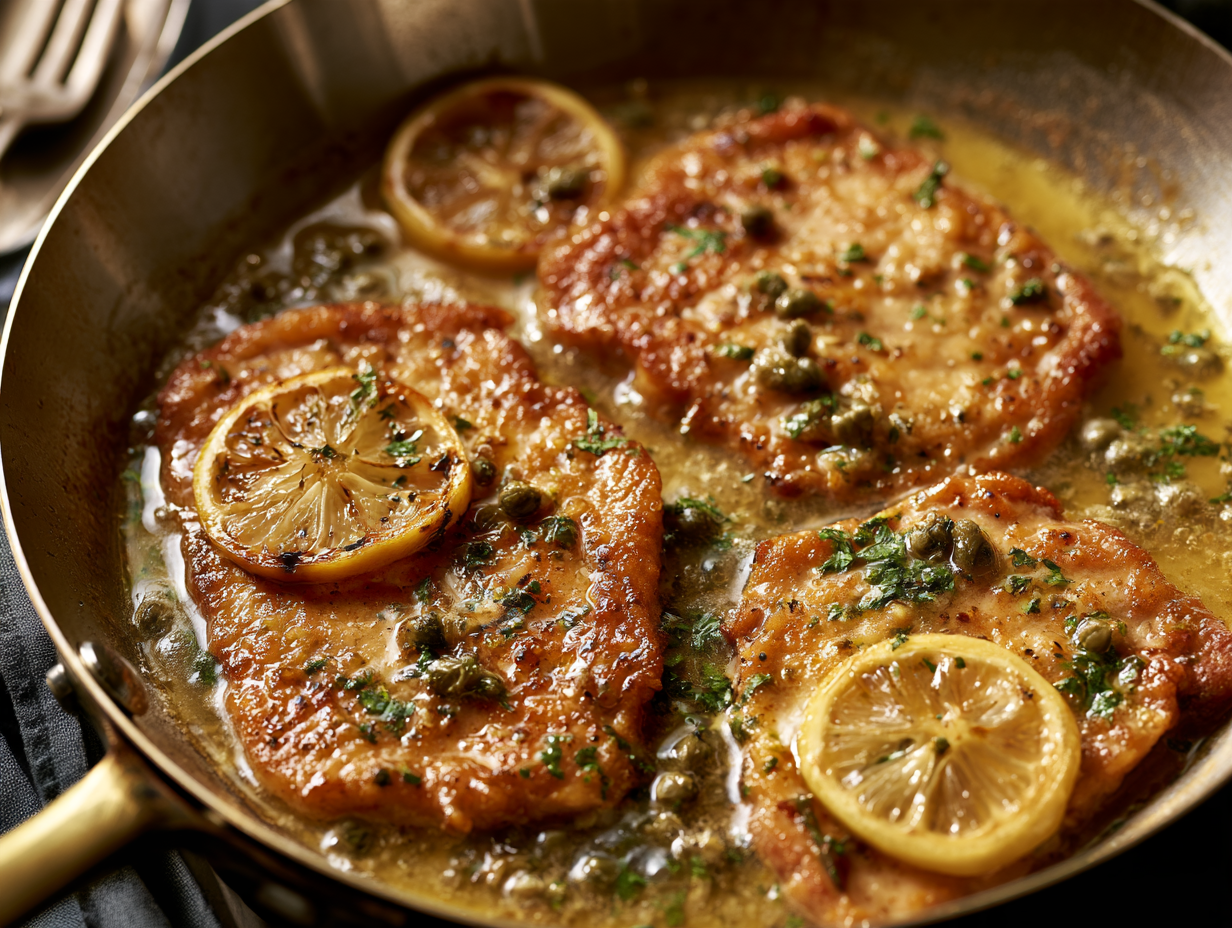 Veal Piccata in lemon caper butter sauce