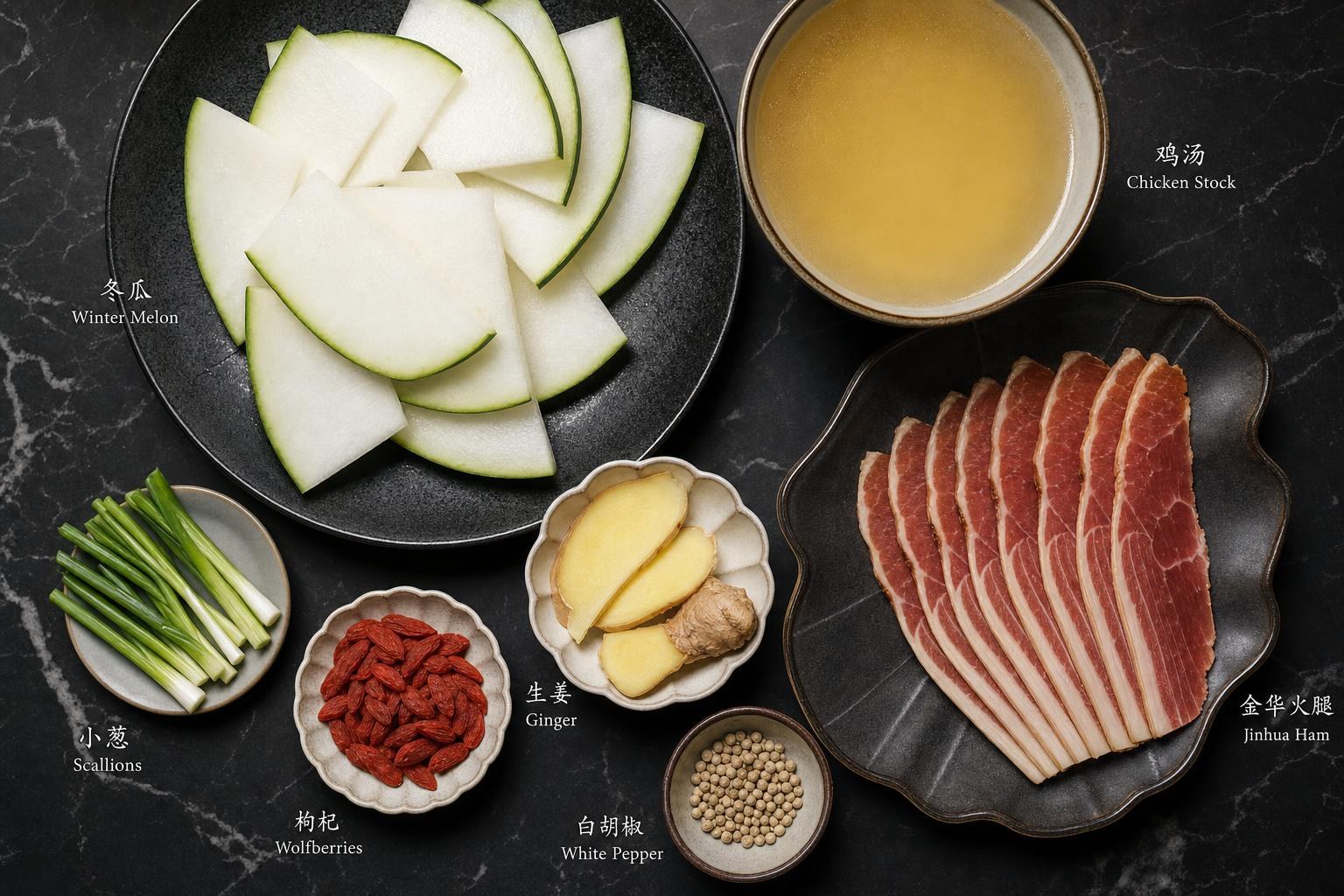 Winter Melon & Ham Broth ingredients