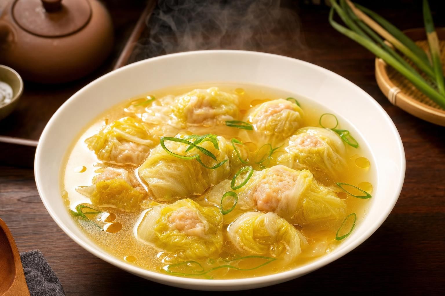 Wonton-Style Soup with Cabbage Wrappers