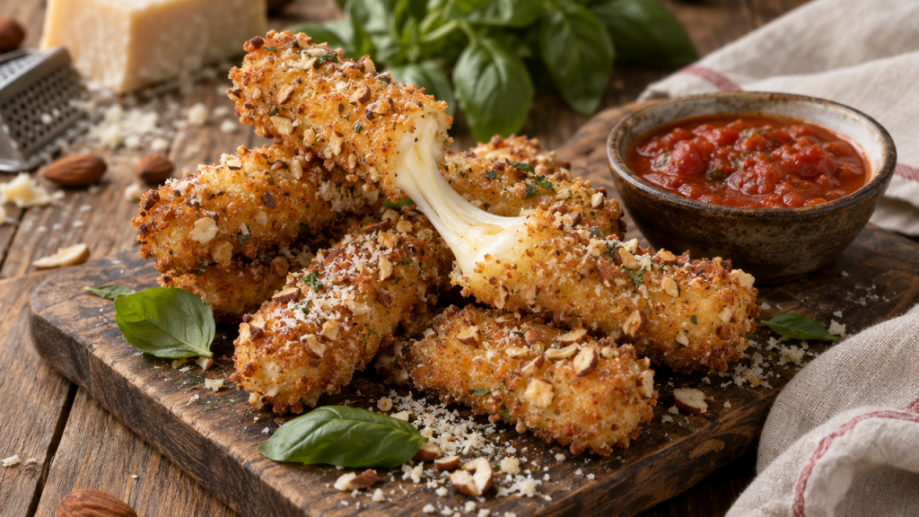 Almond-crusted mozzarella sticks