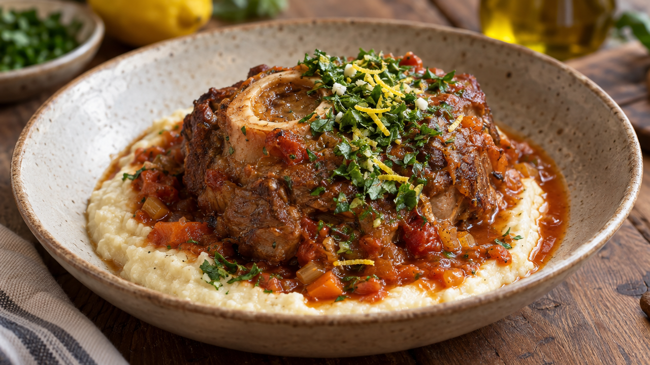 Braised osso buco with gremolata