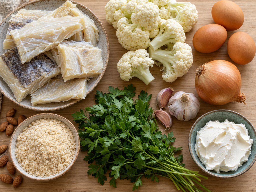 Ingredients for Brazilian Bolinho de Bacalhau