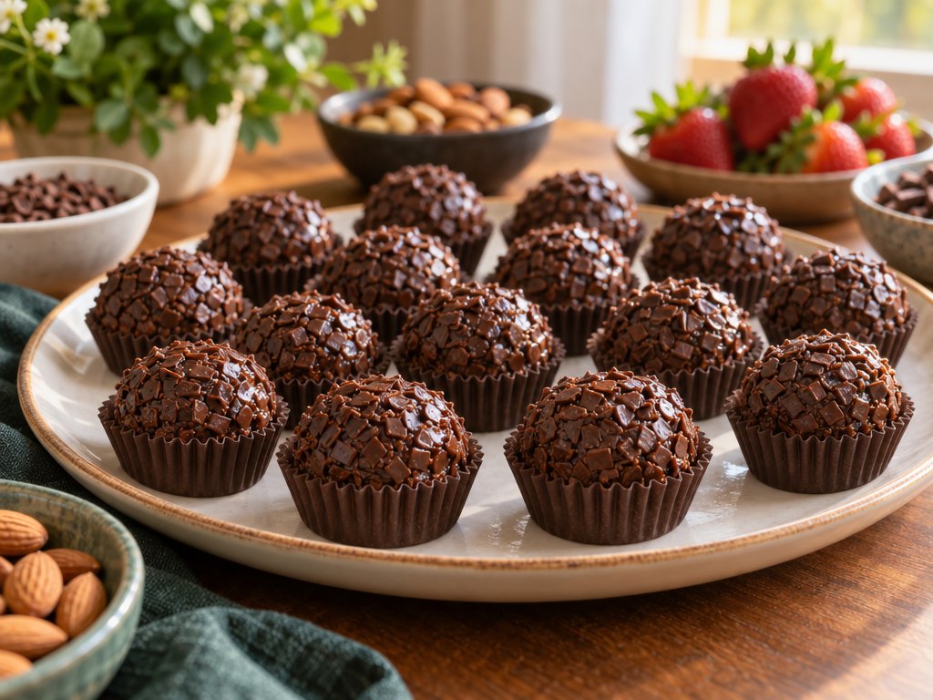 Brazilian Brigadeiro, plated and ready to serve