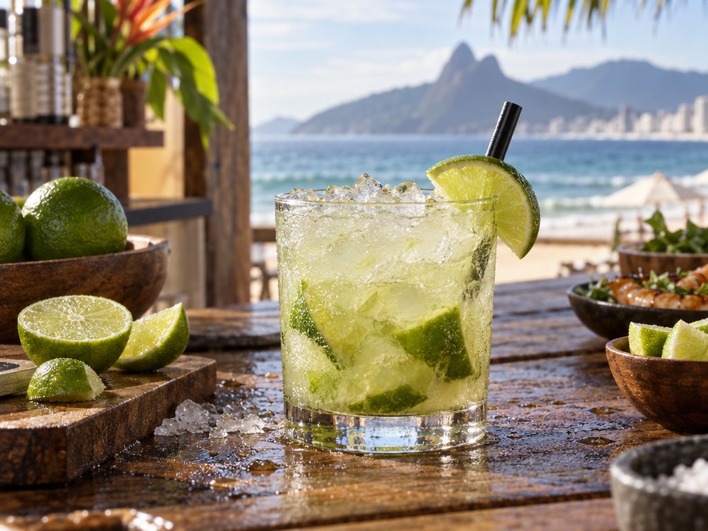 Brazilian Caipirinha, plated and ready to serve