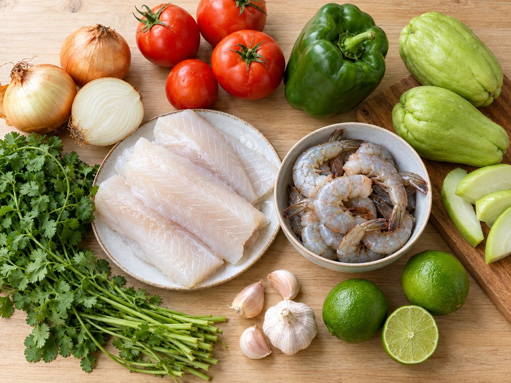 Ingredients for Brazilian Caldeirada de Peixe