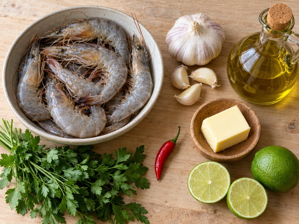 Ingredients for Brazilian Camarão ao Alho e Óleo