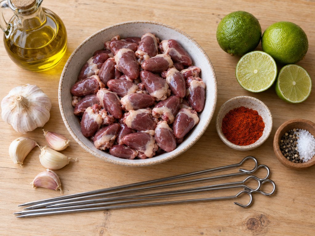 Ingredients for Brazilian Coração de Frango no Espeto