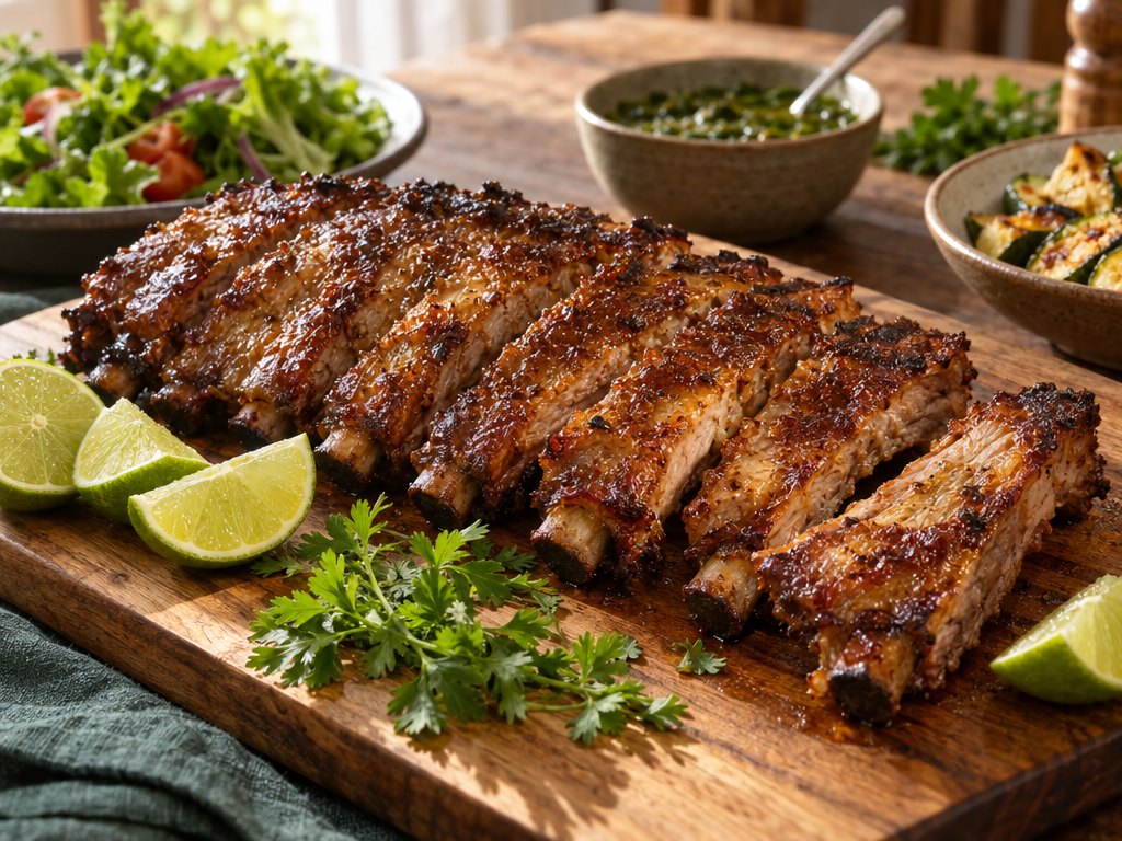 Brazilian Costelinha de Porco Assada, plated and ready to serve