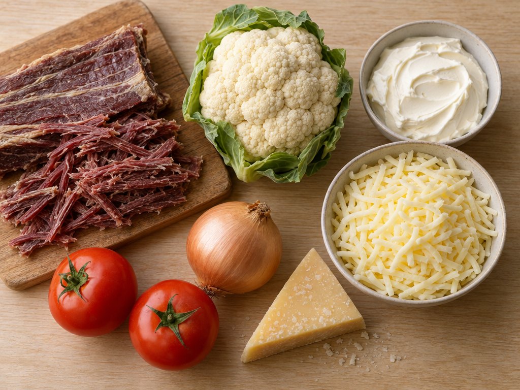Ingredients for Brazilian Escondidinho de Carne Seca