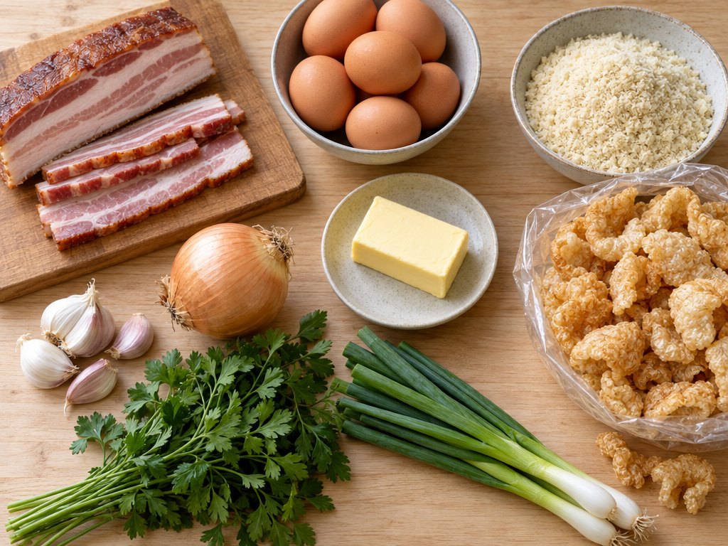 Ingredients for Brazilian Farofa de Ovo e Bacon