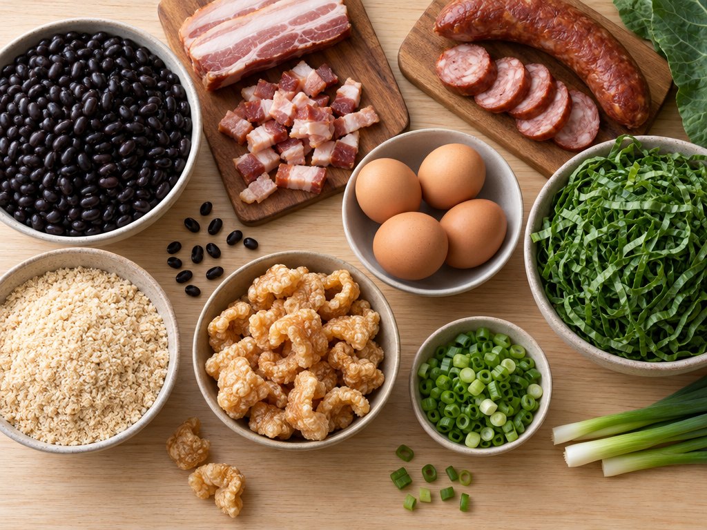 Ingredients for Brazilian Feijão Tropeiro