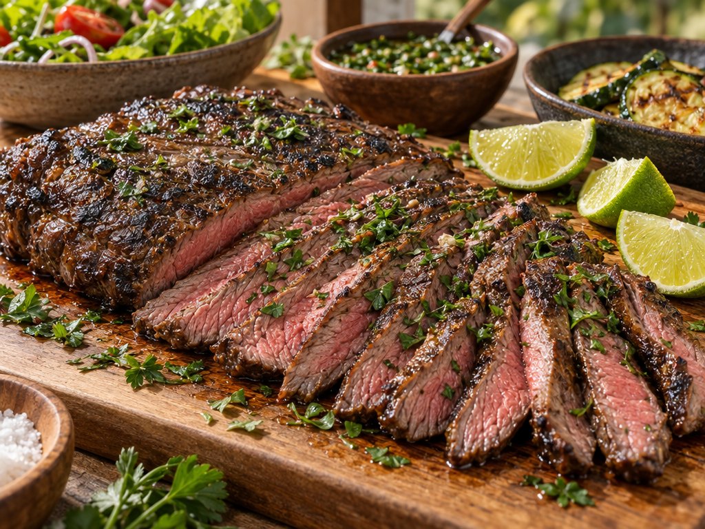 Brazilian Fraldinha Marinada, plated and ready to serve