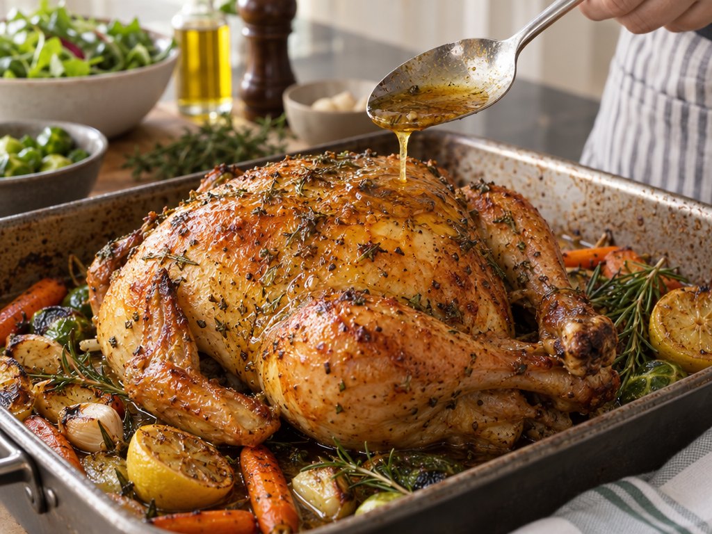 Cooking Brazilian Frango Assado in the kitchen