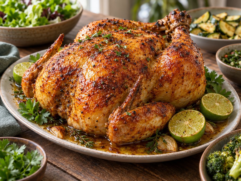Brazilian Frango Assado, plated and ready to serve