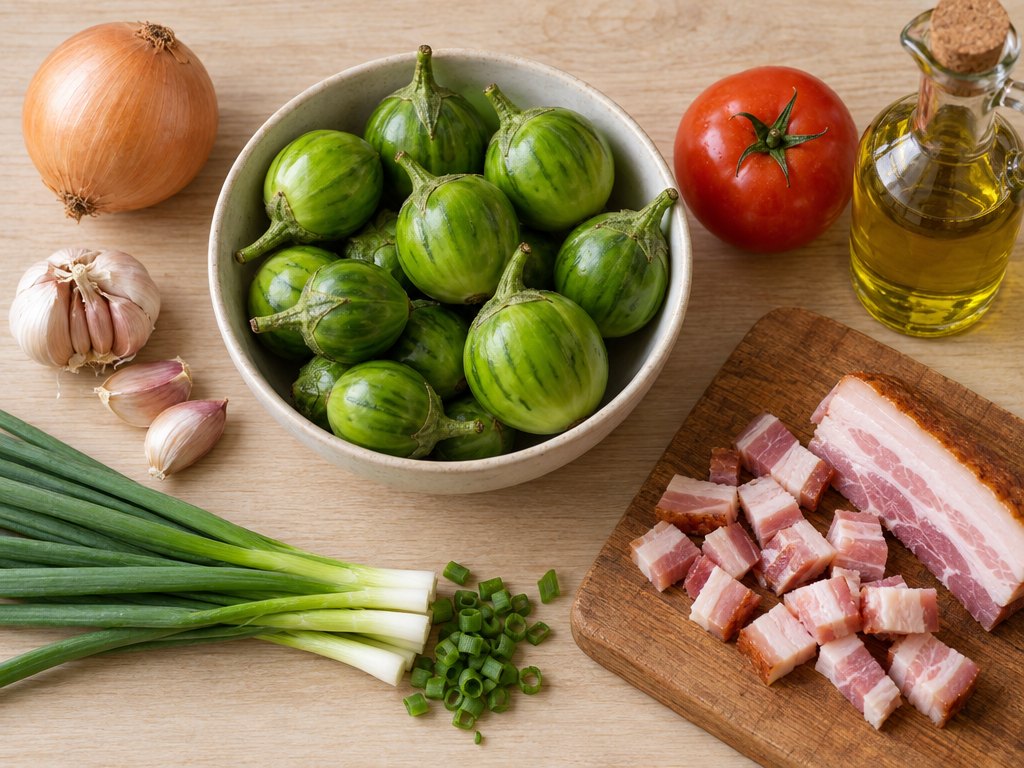 Ingredients for Brazilian Jiló Refogado