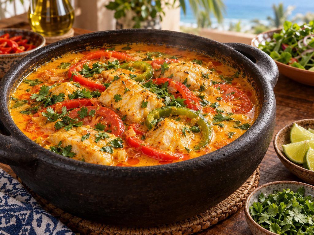 Brazilian Moqueca Baiana, plated and ready to serve