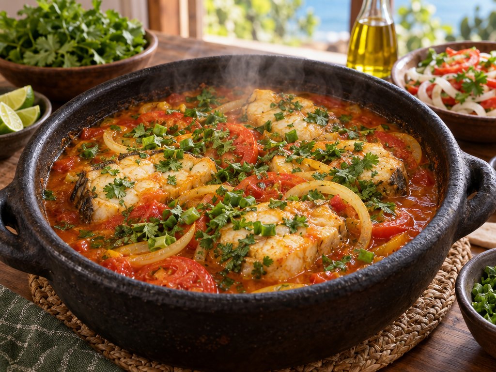 Brazilian Moqueca Capixaba, plated and ready to serve