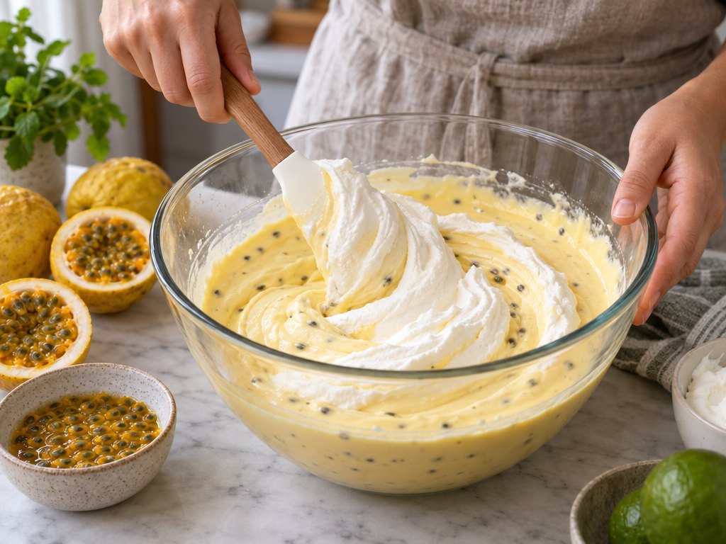 Cooking Brazilian Mousse de Maracujá in the kitchen