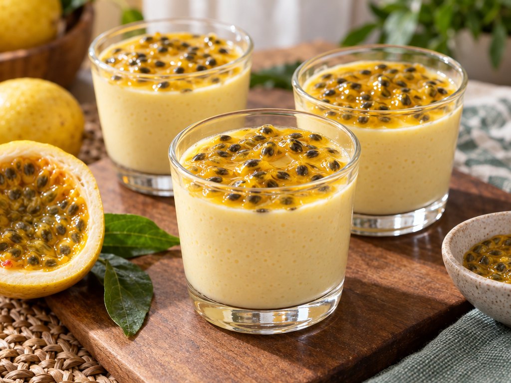 Brazilian Mousse de Maracujá, plated and ready to serve