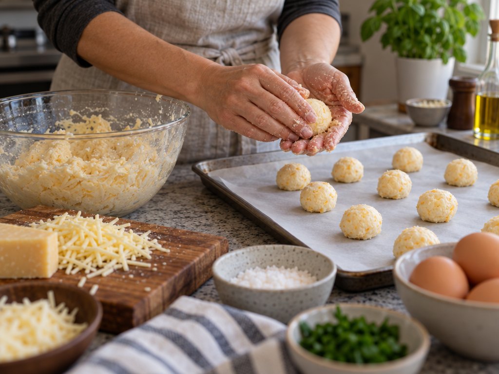 Cooking Brazilian Pão de Queijo in the kitchen