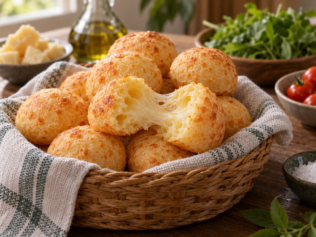 Brazilian Pão de Queijo, plated and ready to serve