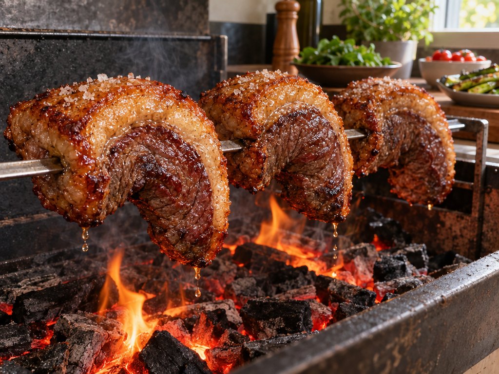 Cooking Brazilian Picanha na Brasa in the kitchen