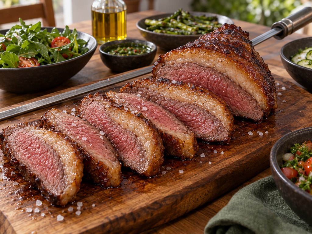 Brazilian Picanha na Brasa, plated and ready to serve
