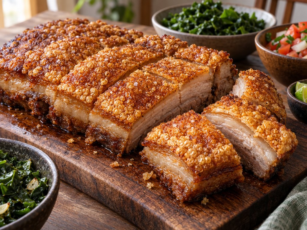 Brazilian Porco à Pururuca, plated and ready to serve