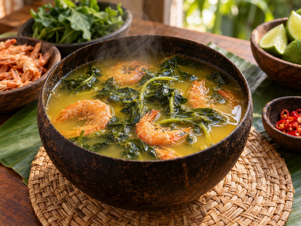 Brazilian Tacacá, plated and ready to serve