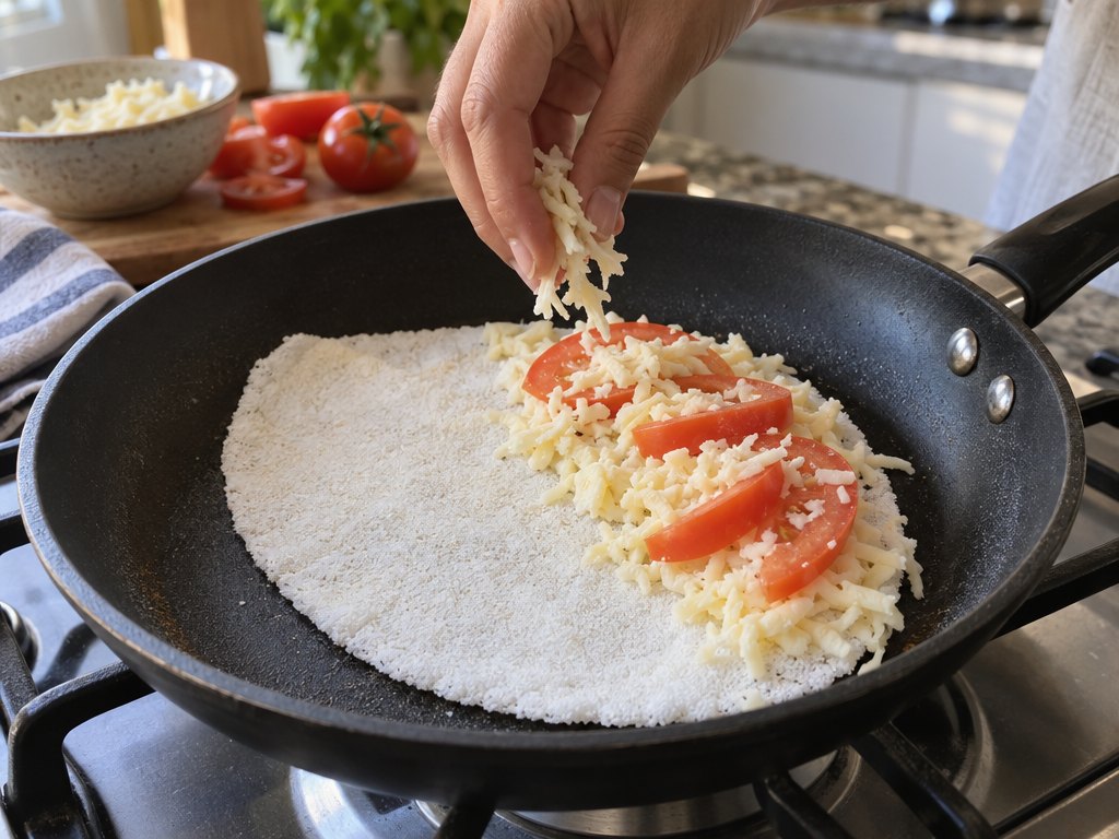 Cooking Brazilian Tapioca de Queijo Coalho in the kitchen