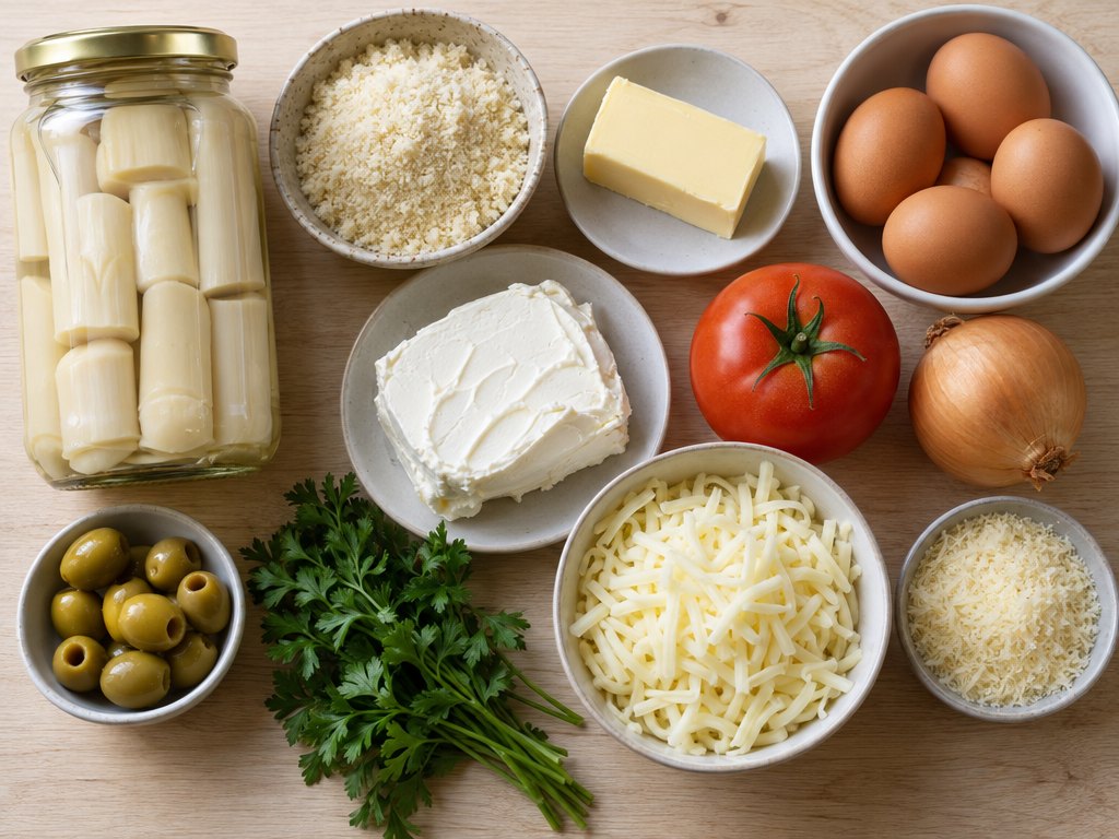Ingredients for Brazilian Torta de Palmito