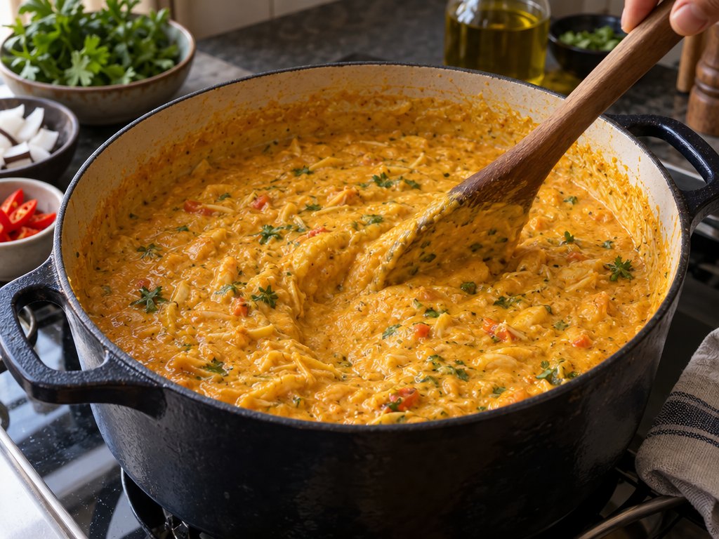 Cooking Brazilian Vatapá in the kitchen