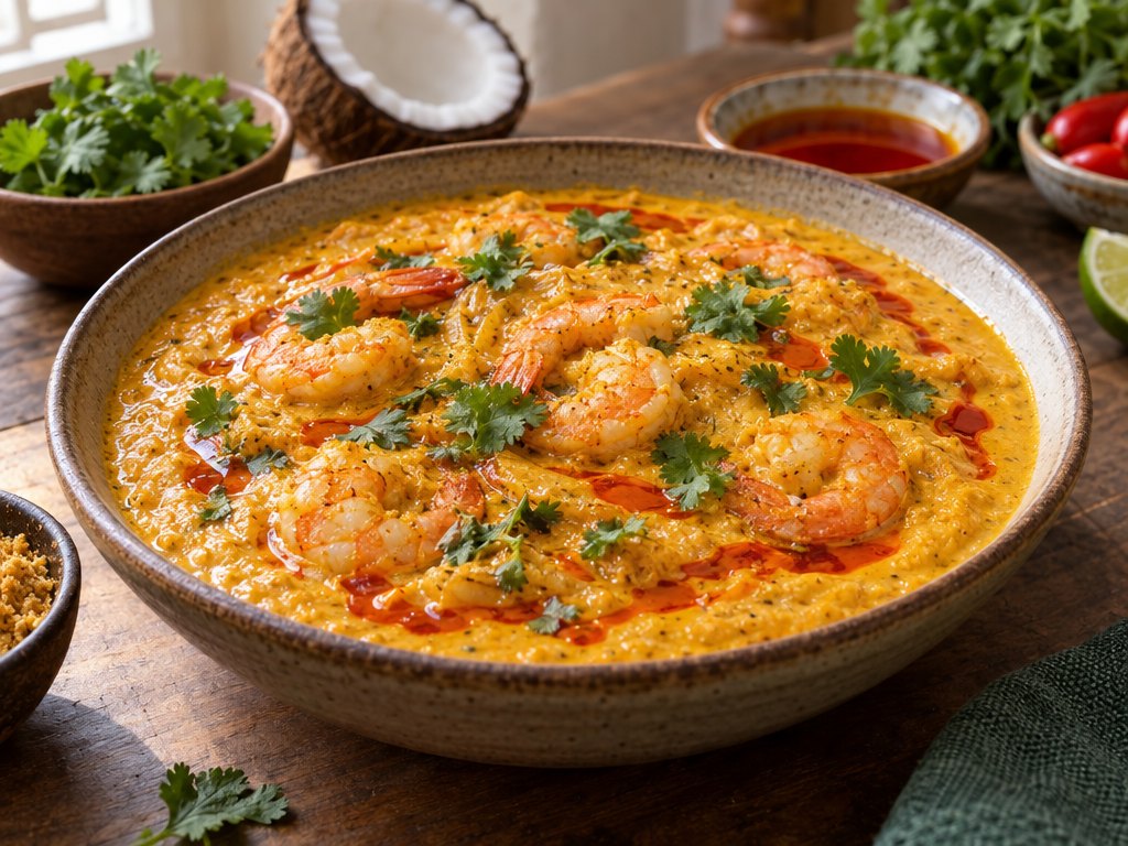 Brazilian Vatapá, plated and ready to serve