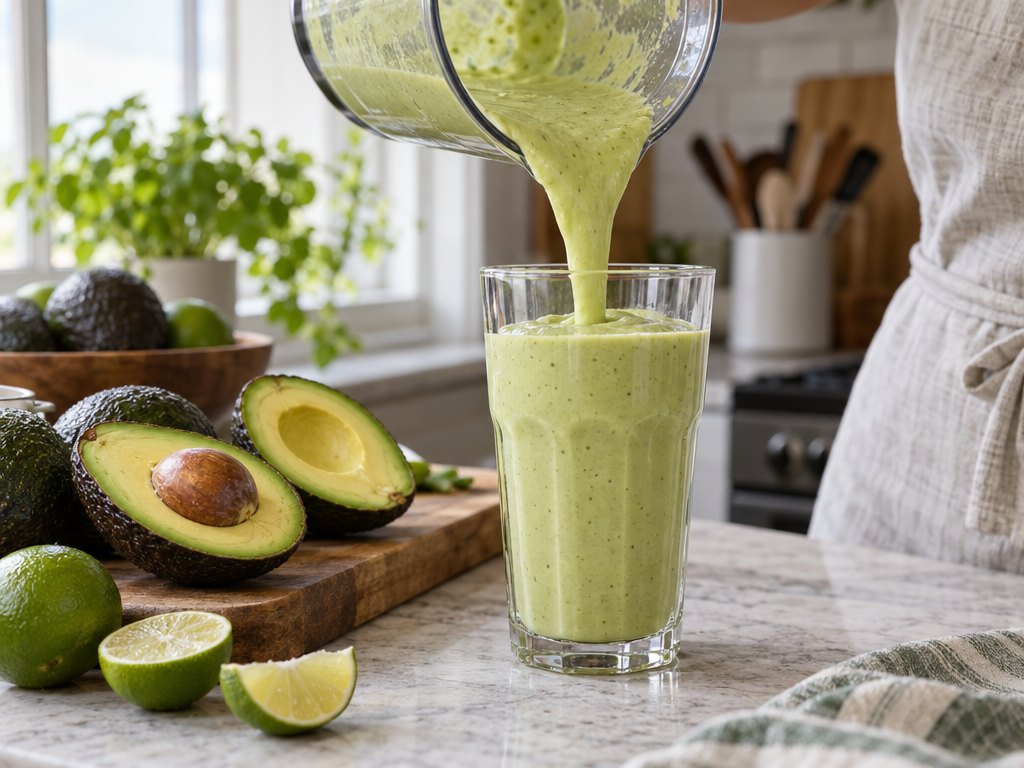 Cooking Brazilian Vitamina de Abacate in the kitchen