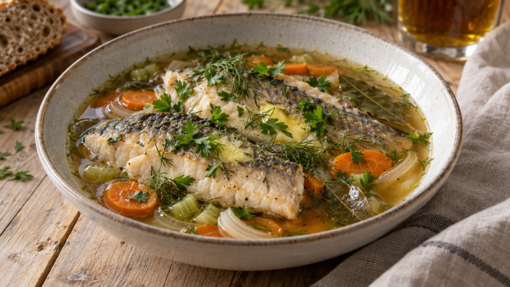 Carp in beer and herb broth
