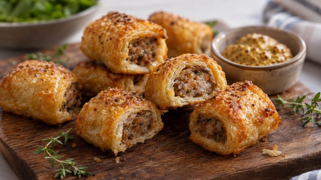 Keto Irish Mini Sausage Rolls, plated and ready to serve