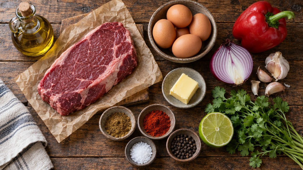 Ingredients for Huevos con Lomo