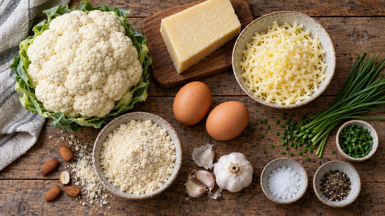 Ingredients for Keto Irish Cheddar and Cauliflower Bites