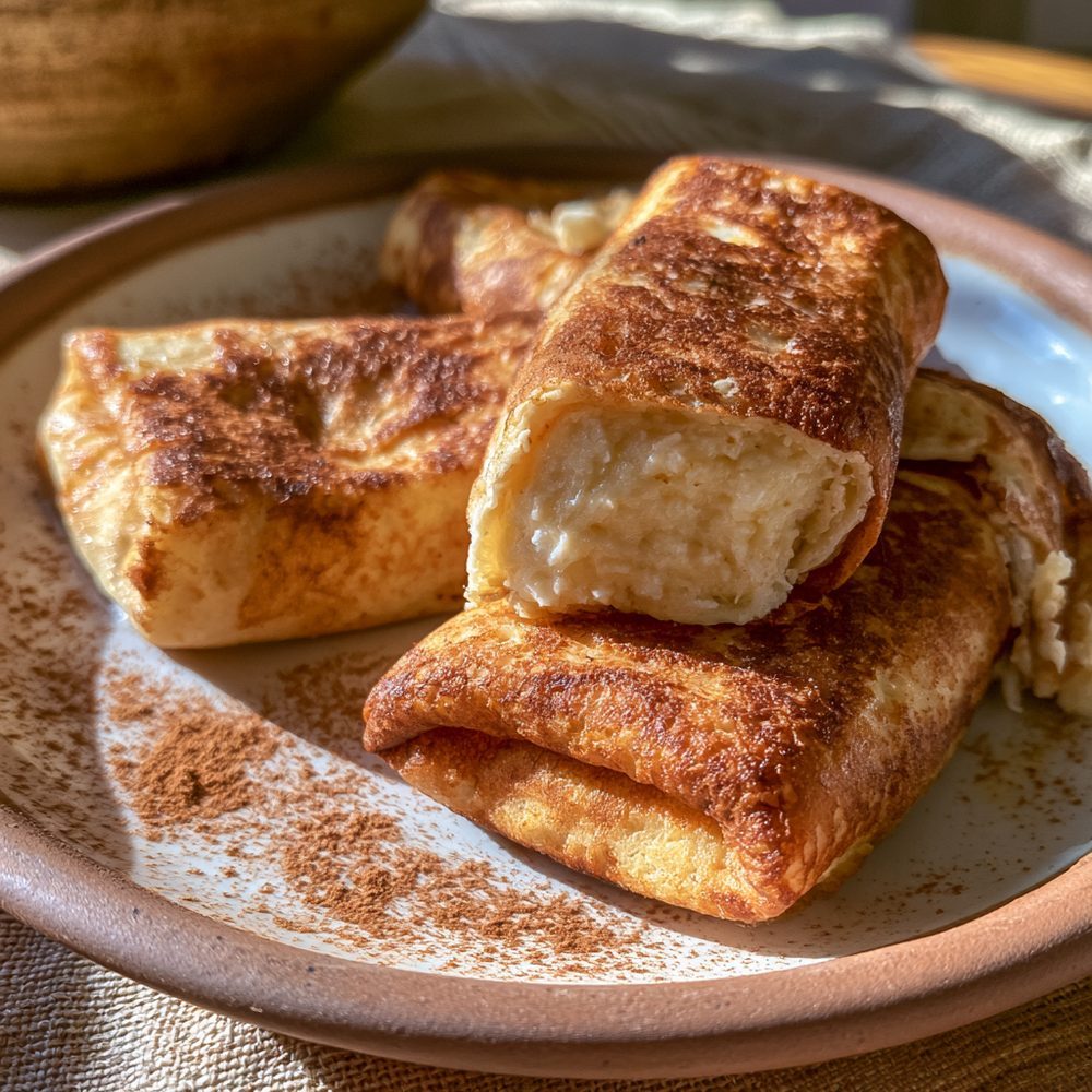 Keto Cheese Blintzes, plated and ready to serve