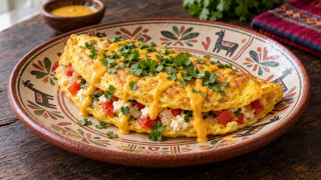 Peruvian Omelet, plated and ready to serve