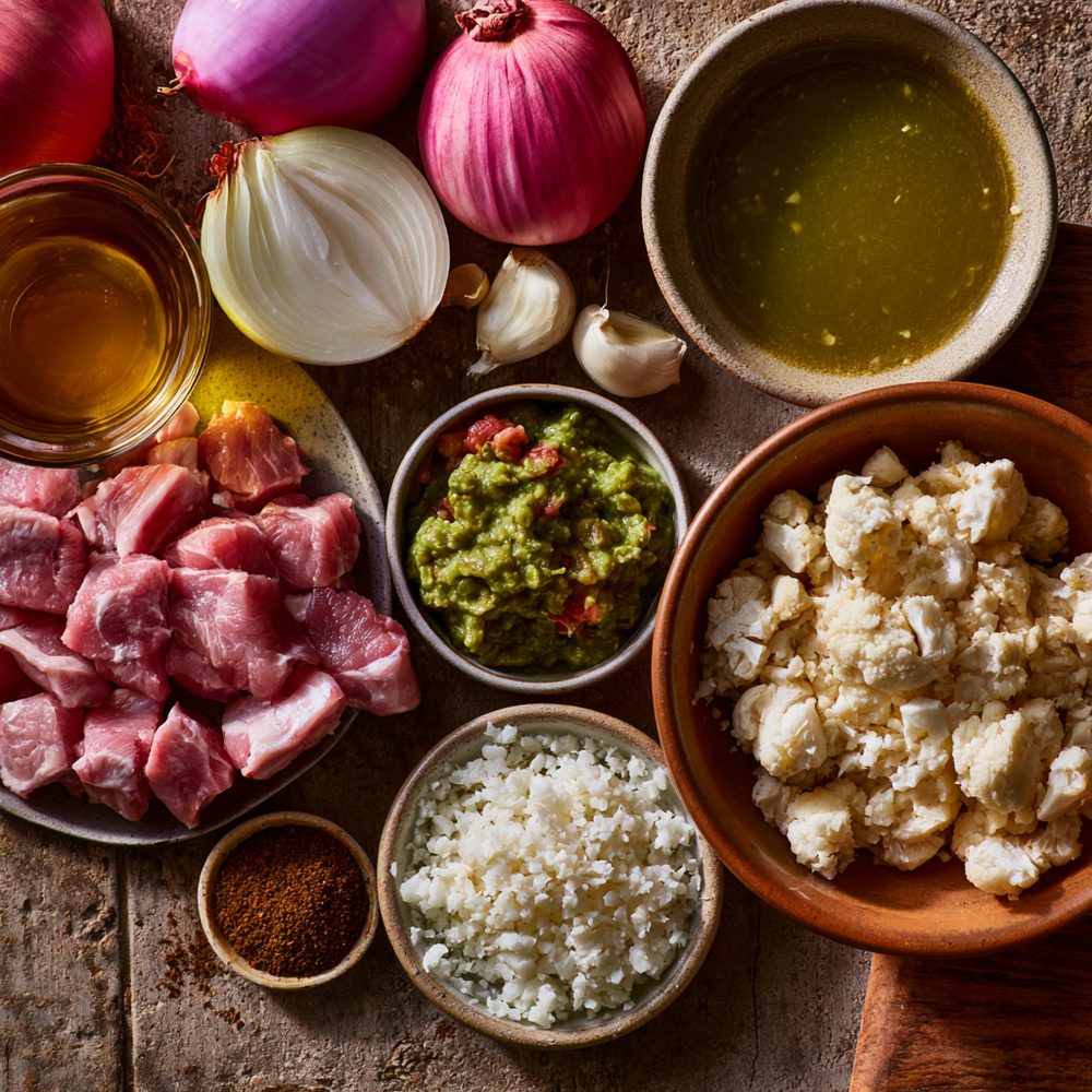 Ingredients for Instant-Pot Cauliflower Breakfast Pozole