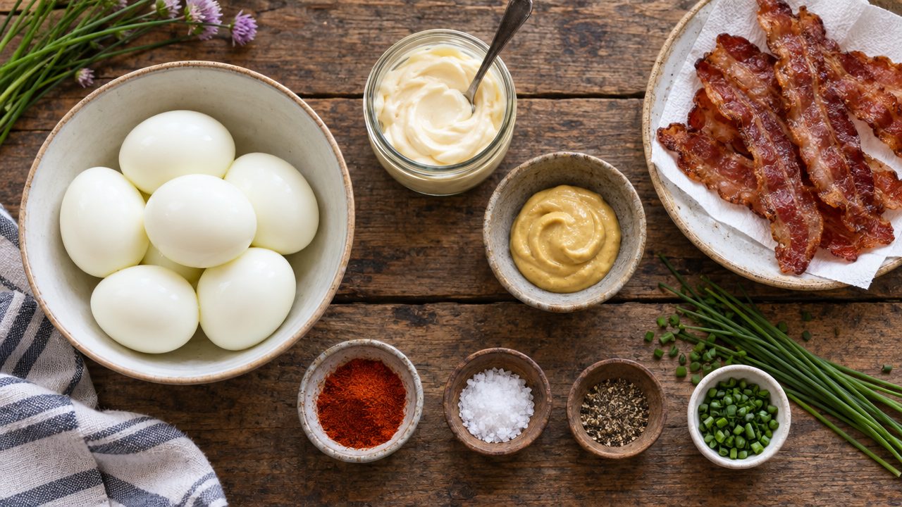 Ingredients for Keto Irish Deviled Eggs