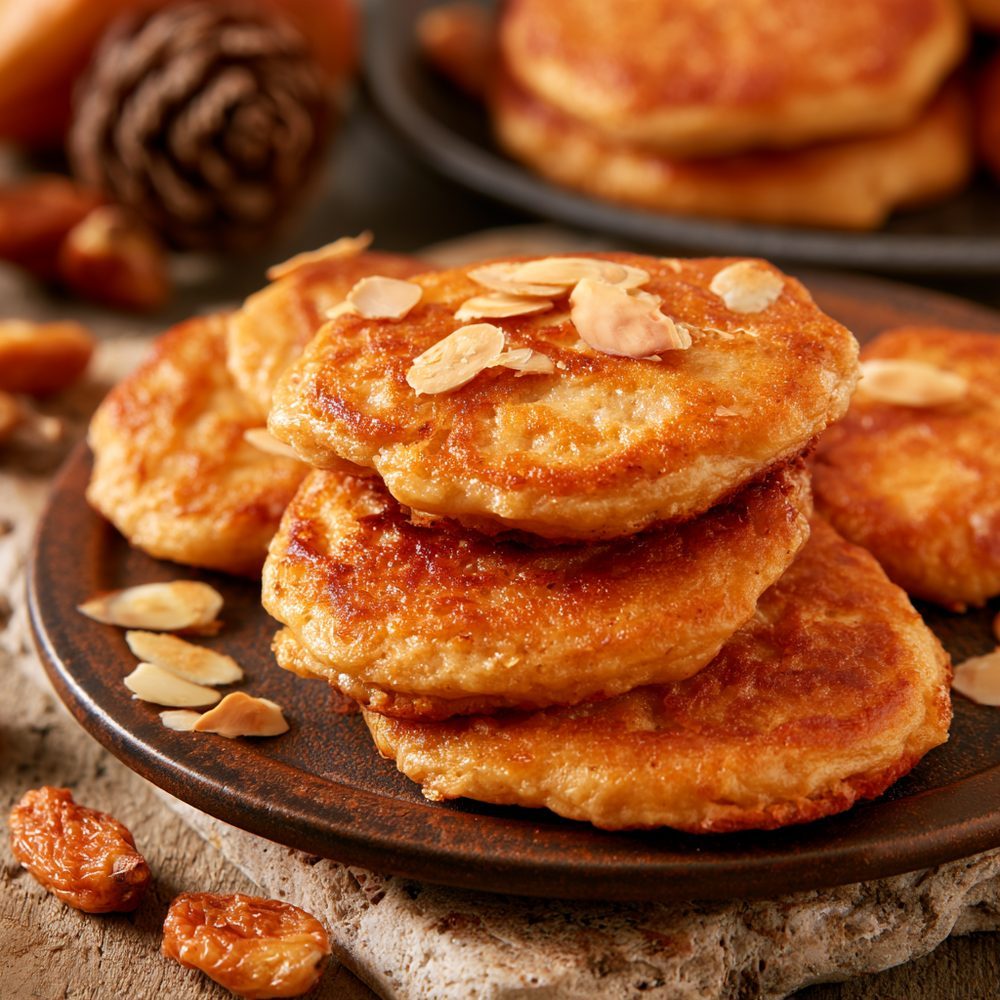 Polish Racuchy-less Almond Pancakes, Sugar-Free, plated and ready to serve