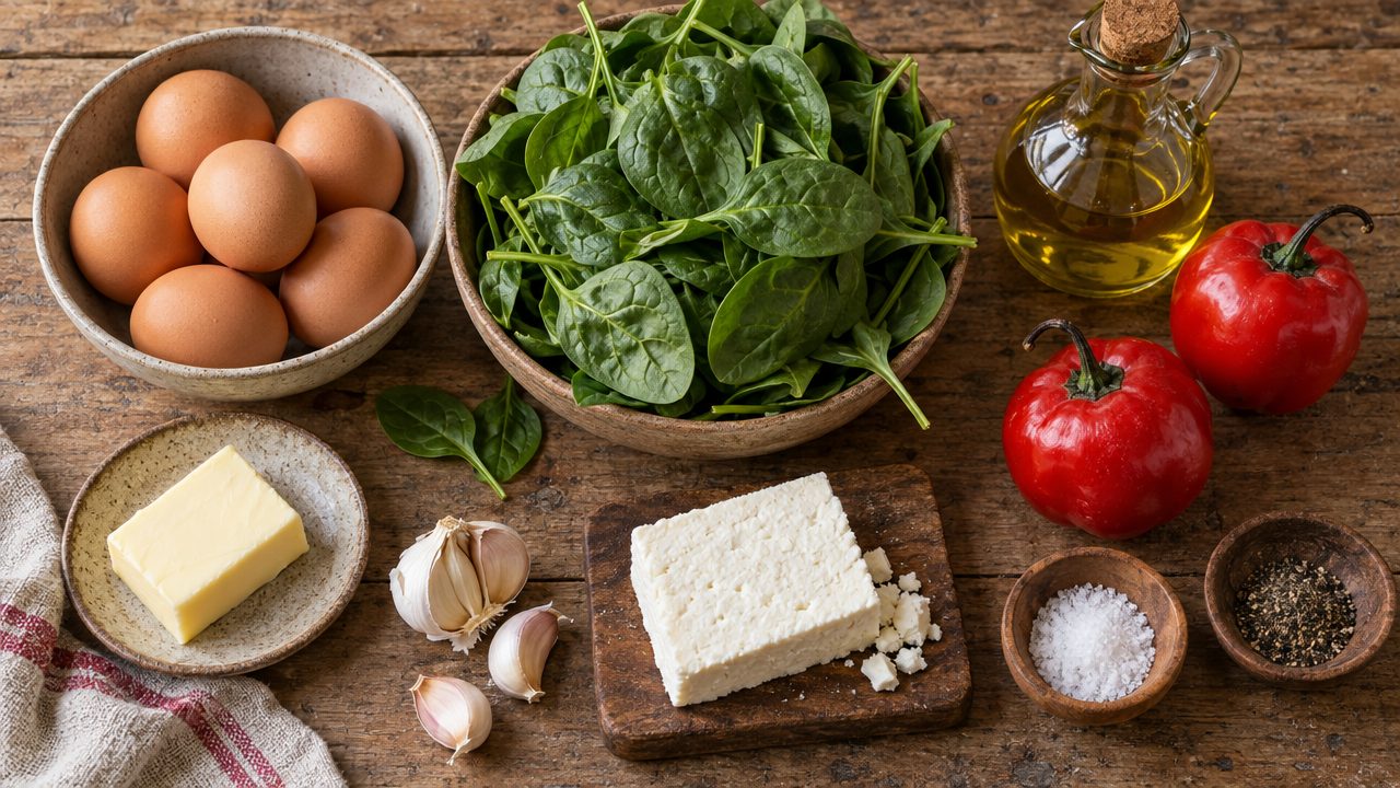 Ingredients for Spinach Rocoto Eggs