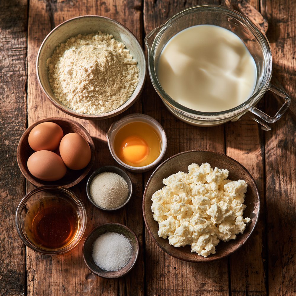 Ingredients for Polish Serowe Naleśniki-less Crepe, Almond Flour, Cheese Filling